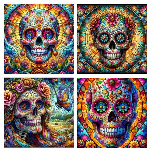 Mexican Skull Ceramic Coaster Set 4