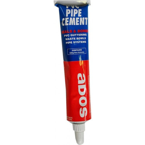 75ml Pipe Joint Cement PVC Ados, a clear adhesive for durable bonds in uPVC and M-PVC plumbing projects.