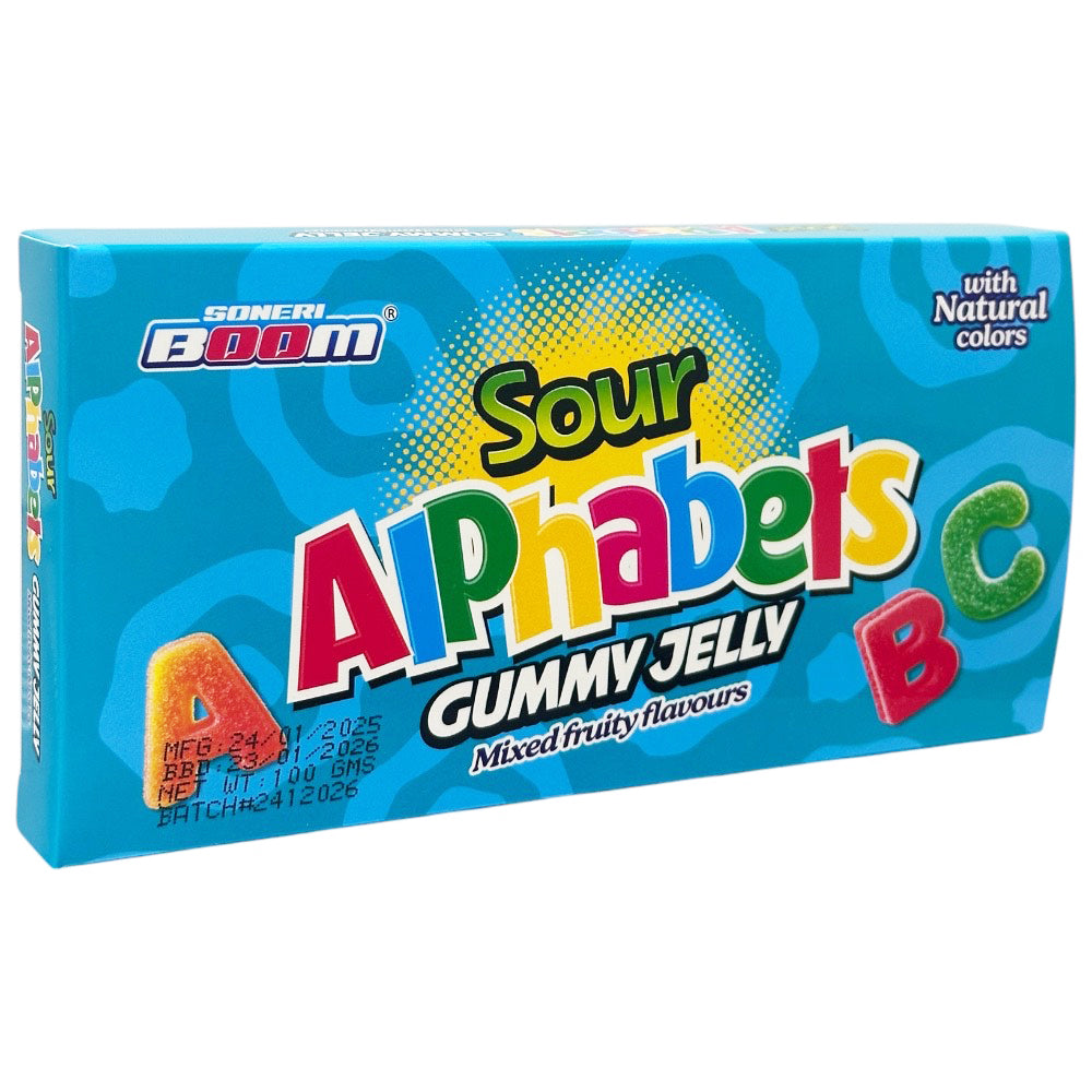 TB Sour Jelly Alphabets 100gm - Box of 10 Packs