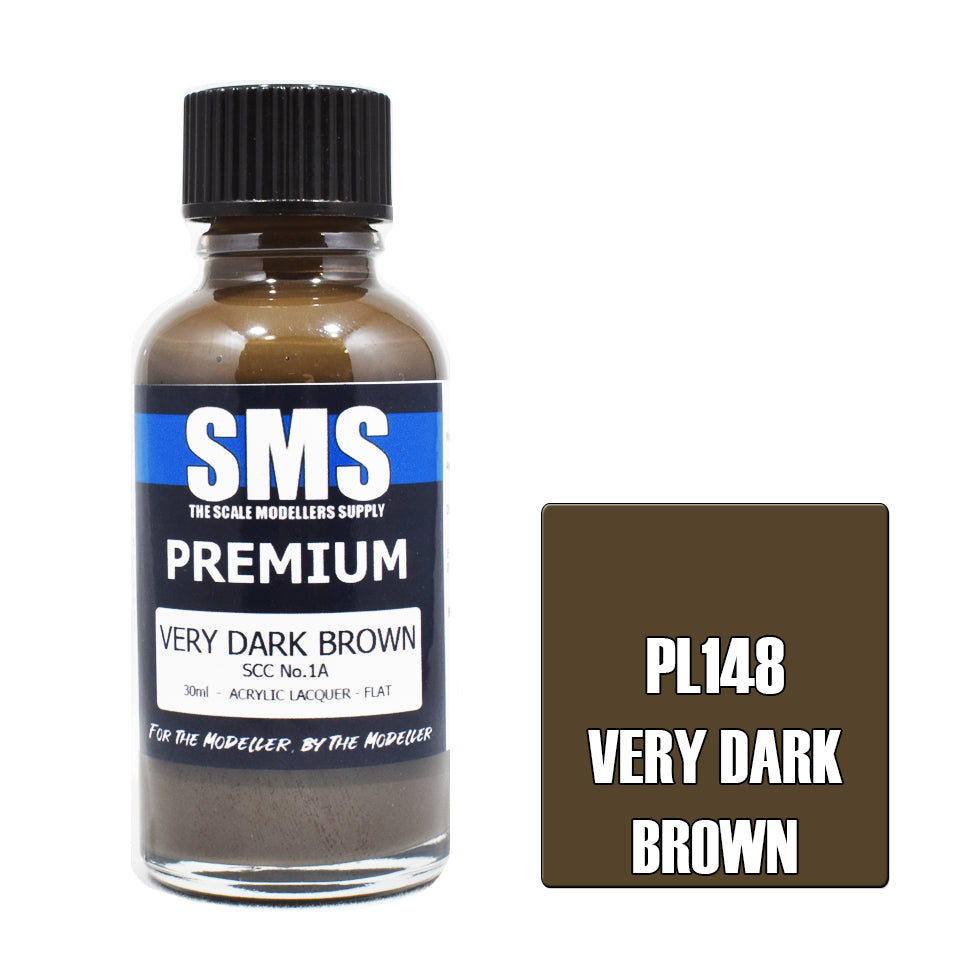 AIR BRUSH PAINT 30ML PREMIUM VERY DARK BROWN SCC NO.1A  ACRYLIC LACQUER SCALE