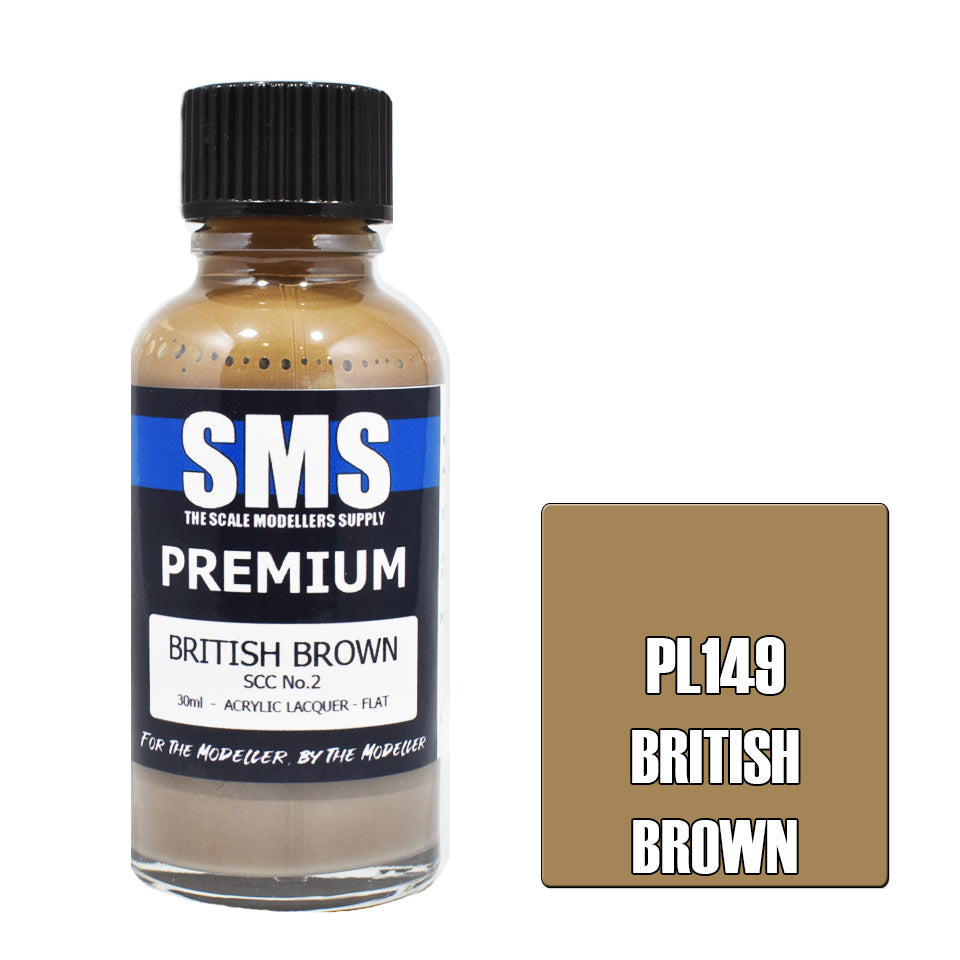 AIR BRUSH PAINT 30ML PREMIUM BRITISH BROWN SCC NO.2  ACRYLIC LACQUER SCALE