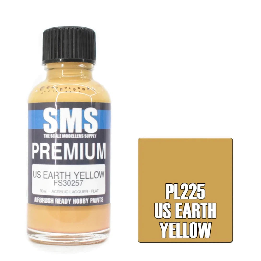 AIR BRUSH PAINT 30ML PREMIUM US EARTH YELLOW ACRYLIC LACQUER SCALE
