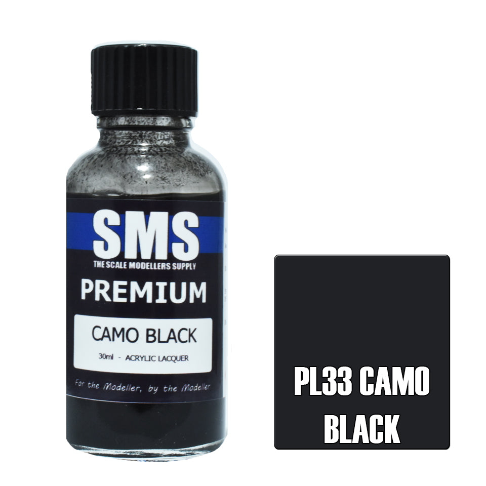 AIR BRUSH PAINT 30ML PREMIUM CAMO BLACK  ACRYLIC LACQUER SCALE MODELLERS SUPPLY