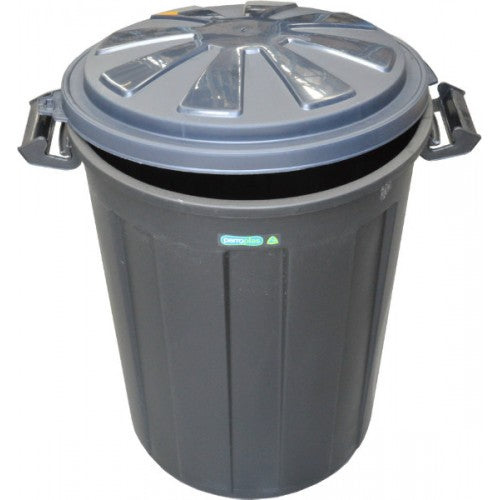 Durable 75-litre plastic rubbish bin for efficient waste management in homes and offices, featuring a secure lid and modern design.