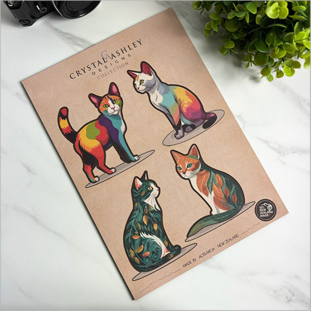 Whimsical Pop Out Cats Set wall art, crafted from textured 3mm board, perfect for cat lovers and home decor enthusiasts.