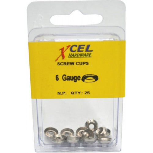 Premium DIY screw cups for 6 gauge screws, nickel-plated for seamless surface mounting in various projects.