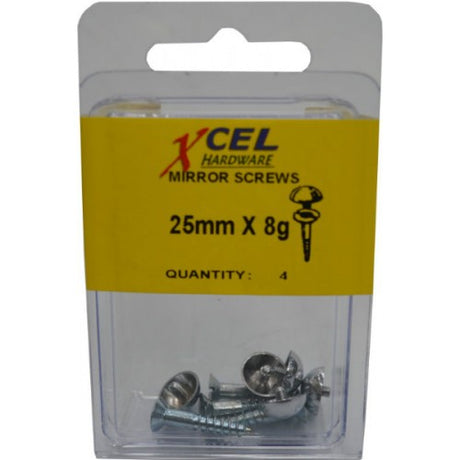 Chrome capped DIY mirror screws for secure, stylish mounting of various mirror sizes in any decor setting.