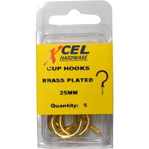 CUP HOOK - Round B.P  25mm (5 Per Pack)