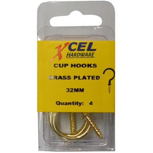 CUP HOOK - Round B.P 32mm (4 Per Pack)