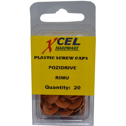 Plastic Pozi screw caps in Rimu color, 12.5mm, perfect for concealing screws in DIY and furniture projects, pack of 20.