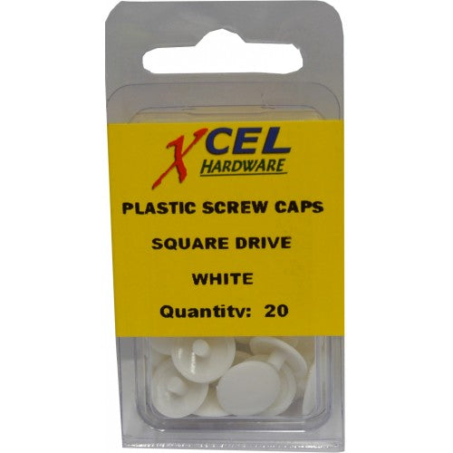 Plastic Screw Caps - Square Drive  White (20)