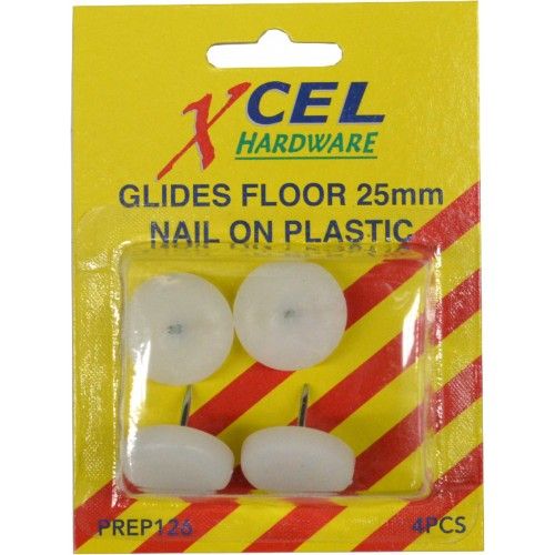 FLOOR GLIDES - Nail on Plastic 4 Per Card (25mm)