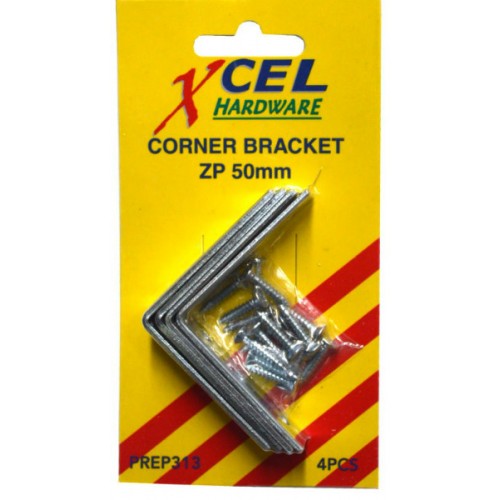Brackets Corner Zinc Pltd.with Screws  50mm (4)