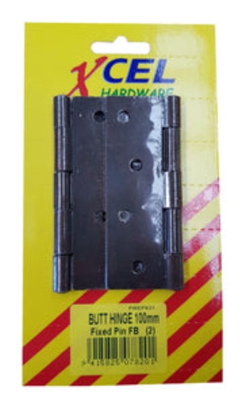 Butt Hinges - FB Fixed Pin 2-pce 100mm Carded Xcel