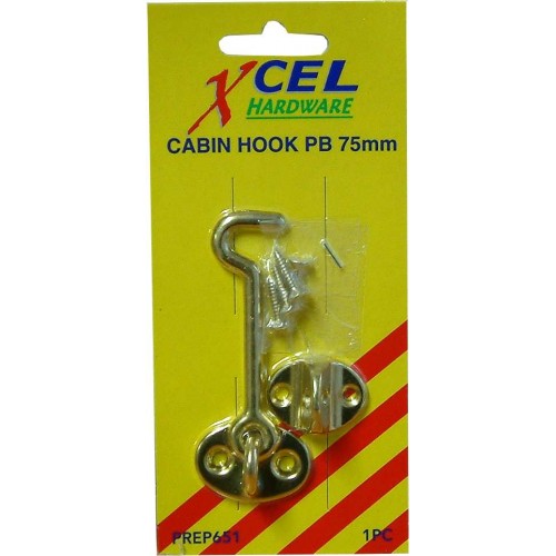 Elegant 75mm polished brass cabin hooks for securing doors and windows with corrosion resistance and easy installation.