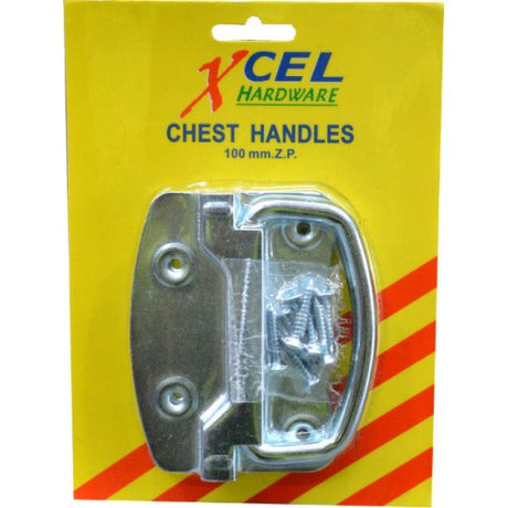 Zinc-plated 4-inch chest handles for easy transport of boxes, crates, and luggage, durable and corrosion-resistant.