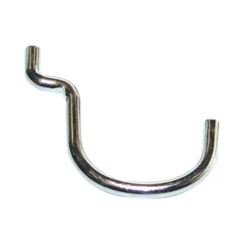 Curved pegboard hooks set of 6, designed for secure storage of tools and accessories, ideal for organizing workspaces.