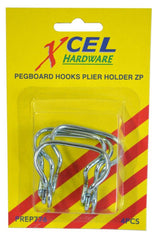 Set of 4 pegboard hooks designed to securely hold pliers for efficient workspace organization.