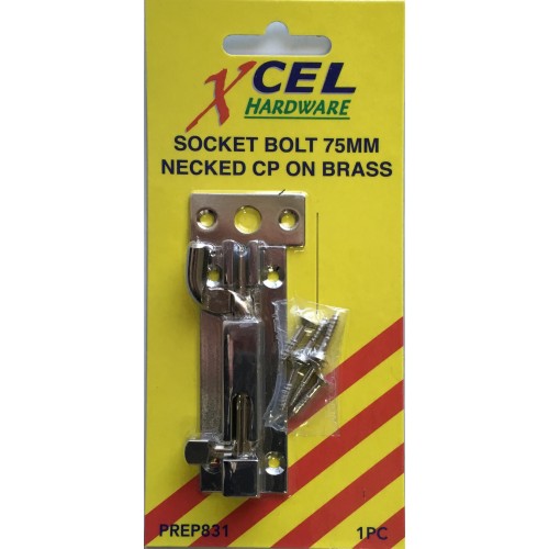 Brass socket bolts with chrome finish, 75mm length, designed for secure door operation and long-lasting durability.