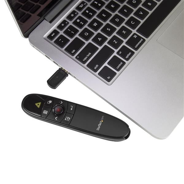 Wireless Presentation Remote with Red Laser Pointer - 27m Range - Compatible with Mac & Windows