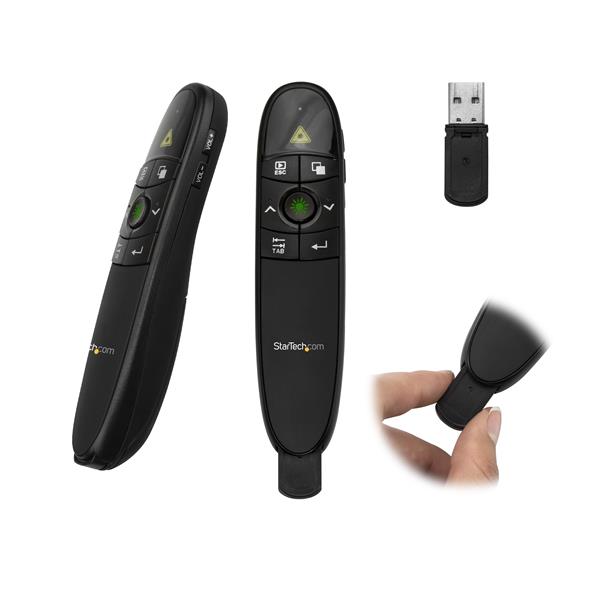 Wireless Presentation Remote with Red Laser Pointer - 27m Range - Compatible with Mac & Windows