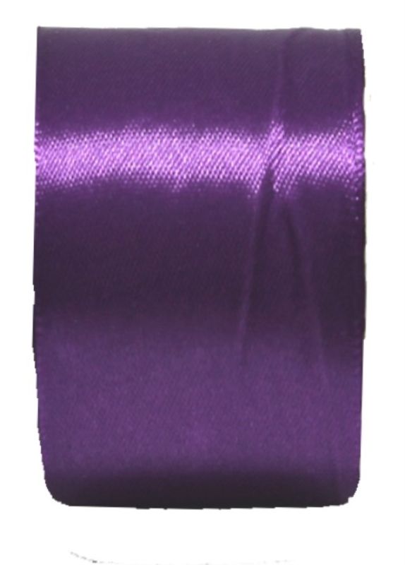 Purple single face satin ribbon, 40mm wide and 10m long, ideal for elegant gift wrapping and DIY decorations.