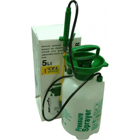 Lightweight 5L garden pressure sprayer with adjustable nozzle for efficient watering, fertilizing, and misting plants.