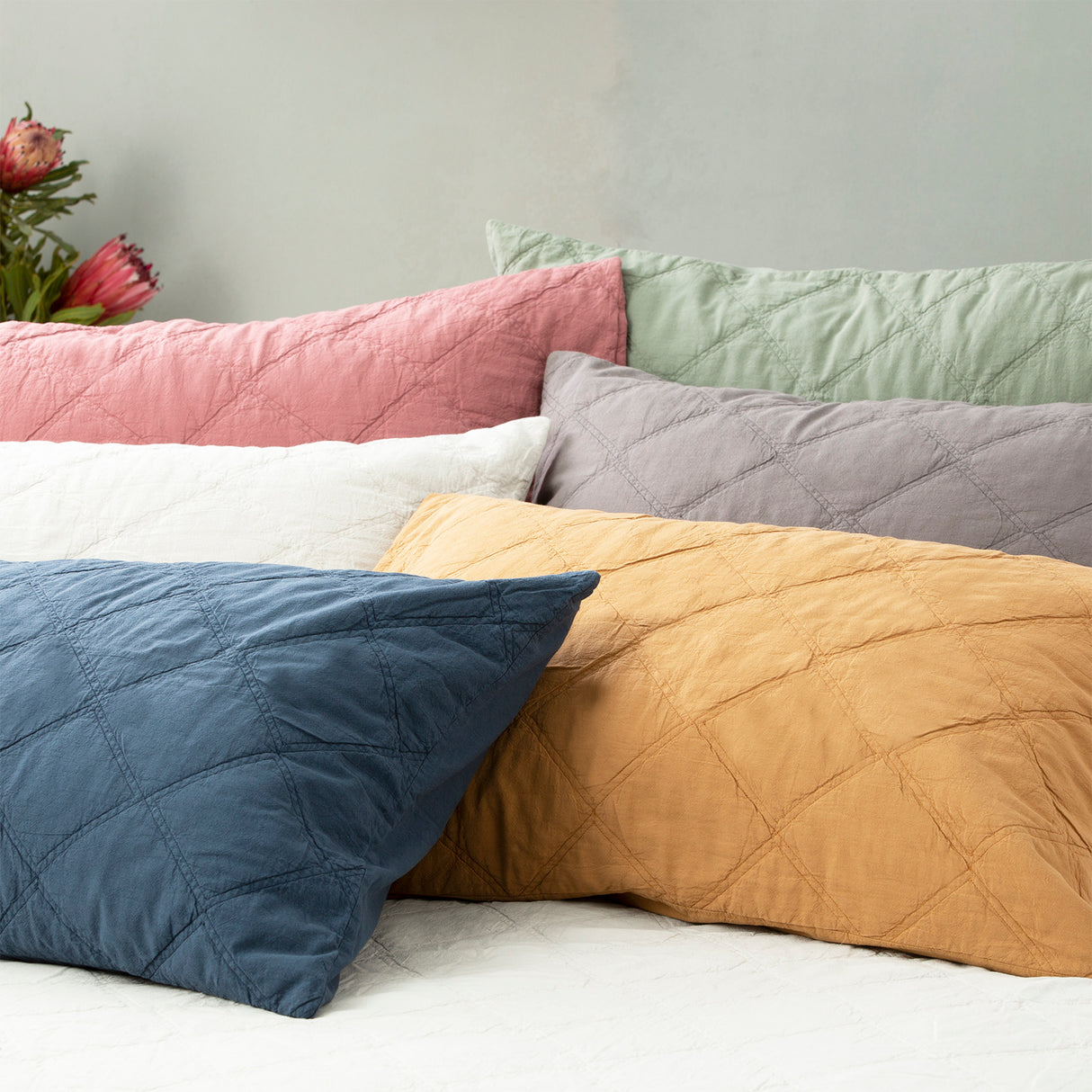 Attwood Vintage Stone Washed Cotton Quilted Coverlet set Super King Fern