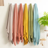Renee Taylor Moss Seed Stitch 100% Cotton Knitted Throw 130 x 170cms Mustard