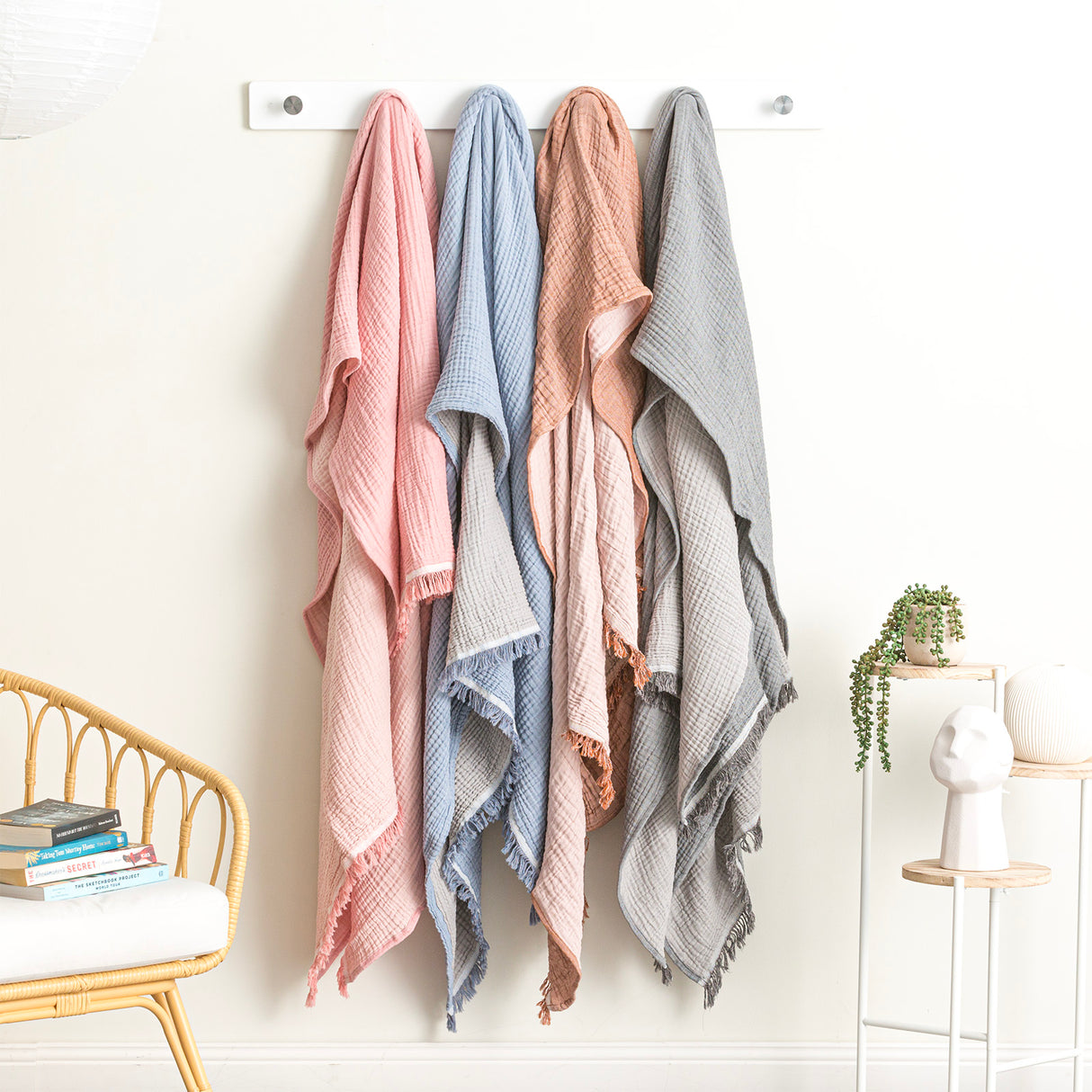 Dreamy Vintage Washed Yarn Dyed Textured Cotton Throw 130 x 200cms Onyx
