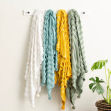 Wave Cotton Chenille Vintage Washed Tufted Throw 130 x 200cms Mustard