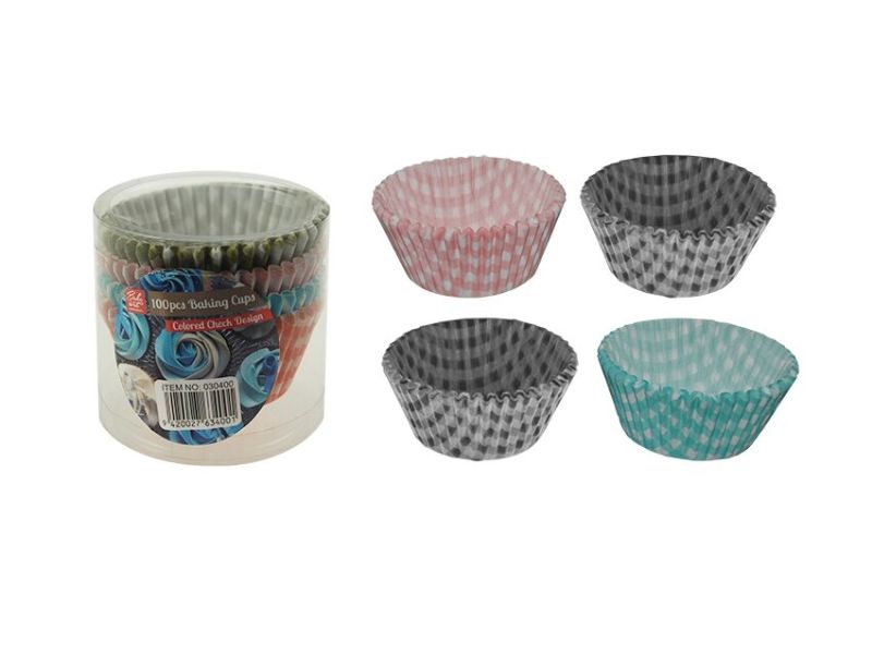 Baking Cup - BA Colored Check Design 12cm (24 Packs)