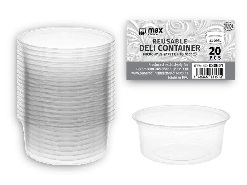 Reusable Deli Food Container without Lids - 236ml (24 Packs)
