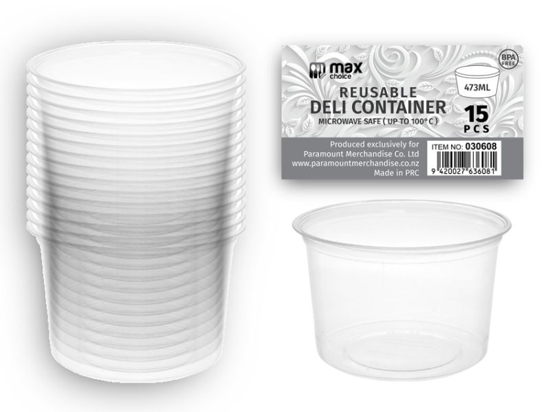 Reusable Deli Container without Lid - 473ml (24 Packs)