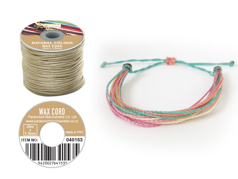 Wax Cord in Reel - Natural 25m (Set of 12)
