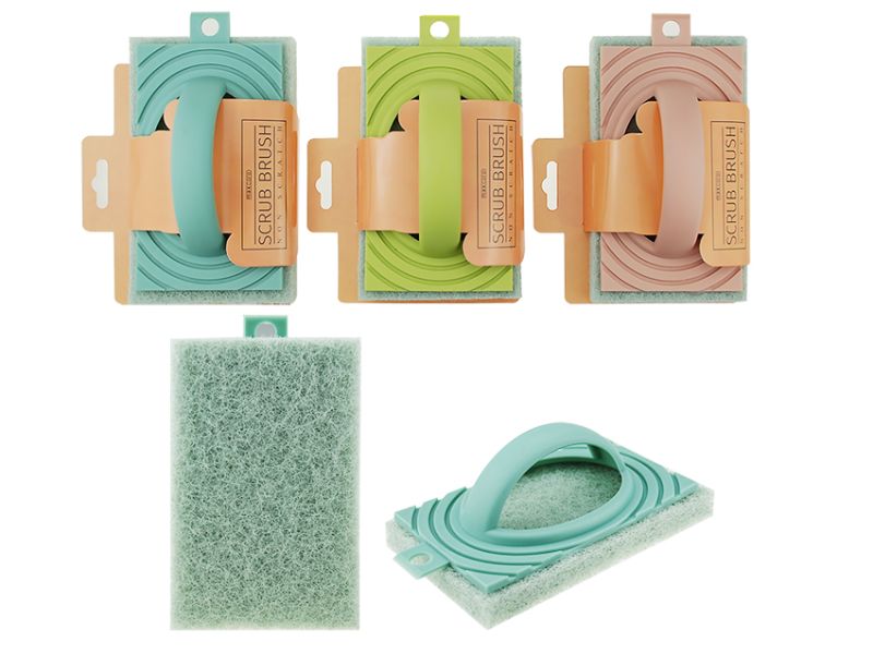 Scrub Brush with Handle - Non Scratch (Set of 12 Assorted)