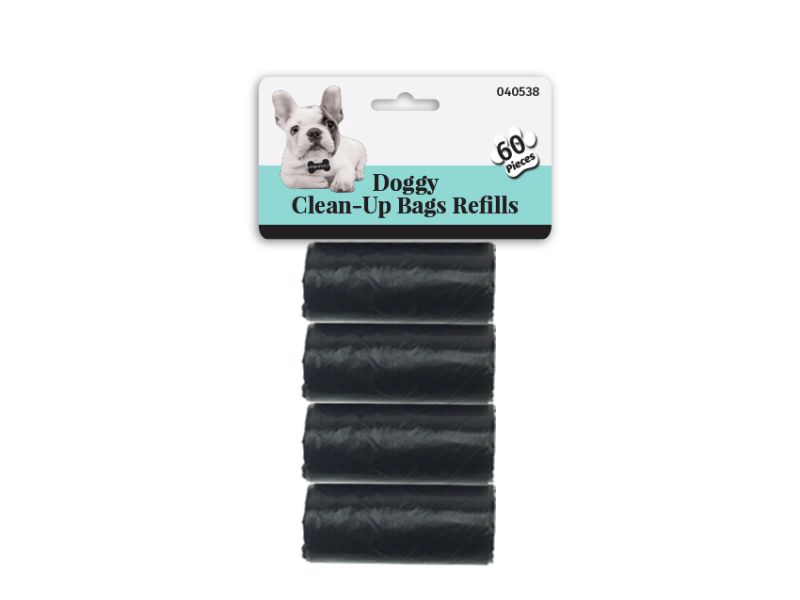 Doggy Clean Up Refill Bags - Black (24 Packs)