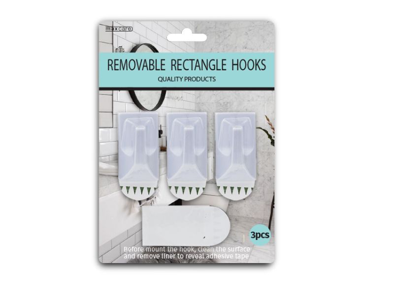 Rectangle Removable Hooks - Plastic (24 Packs)