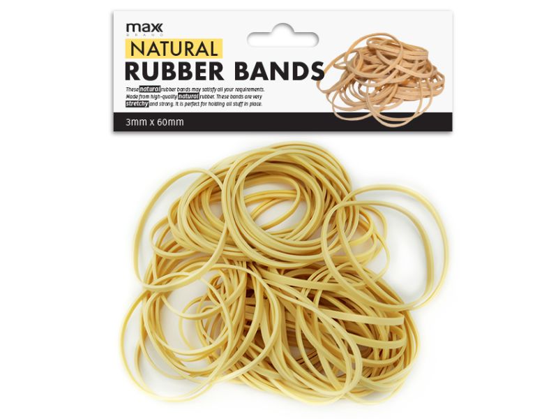 Rubber Band - Max Natural Beige 60mm (12 Packs)