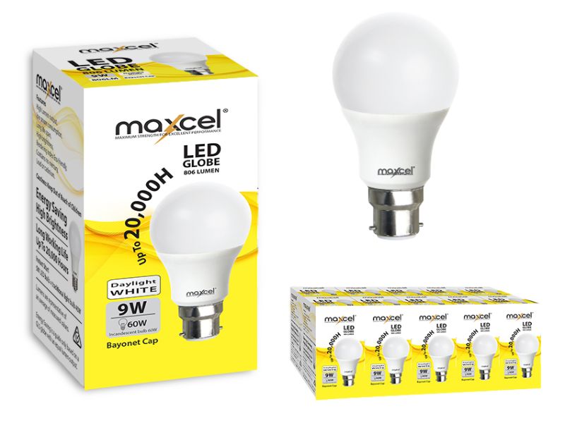 LED Globe - Maxcel LED Globe 12W 1080LM Daylight White B22 (Set of 10)