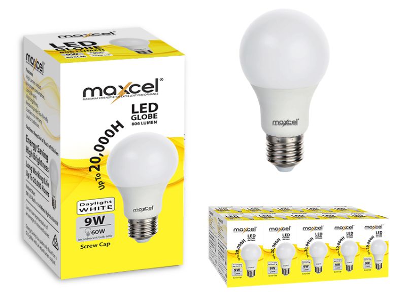 LED Globe - Maxcel 9W 810LM Daylight White E27 (Set of 10)