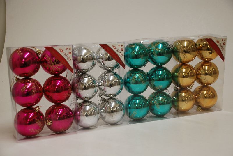 Christmas Ball With Printing - 80mm (72pcs Asstd)
