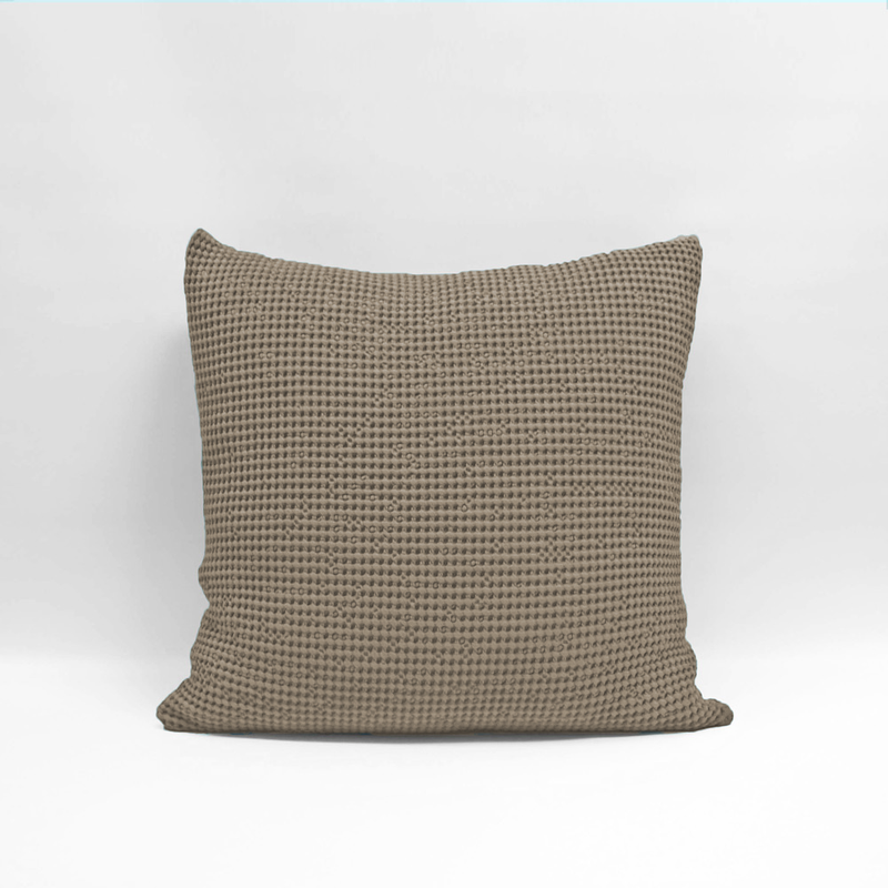 Beige Euro Pillowcase by Baksana with deep waffle texture, made from 100% OEKO-TEX® certified cotton.