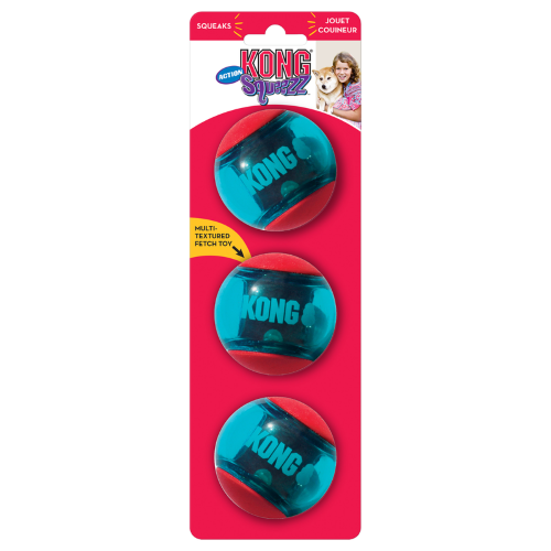 Dog Toy - KONG Squeezz Action Ball Medium (3pk)