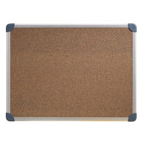 Quartet Penrite corkboard 450x600mm with alum frame, self-healing surface, slim design for easy wall mounting.