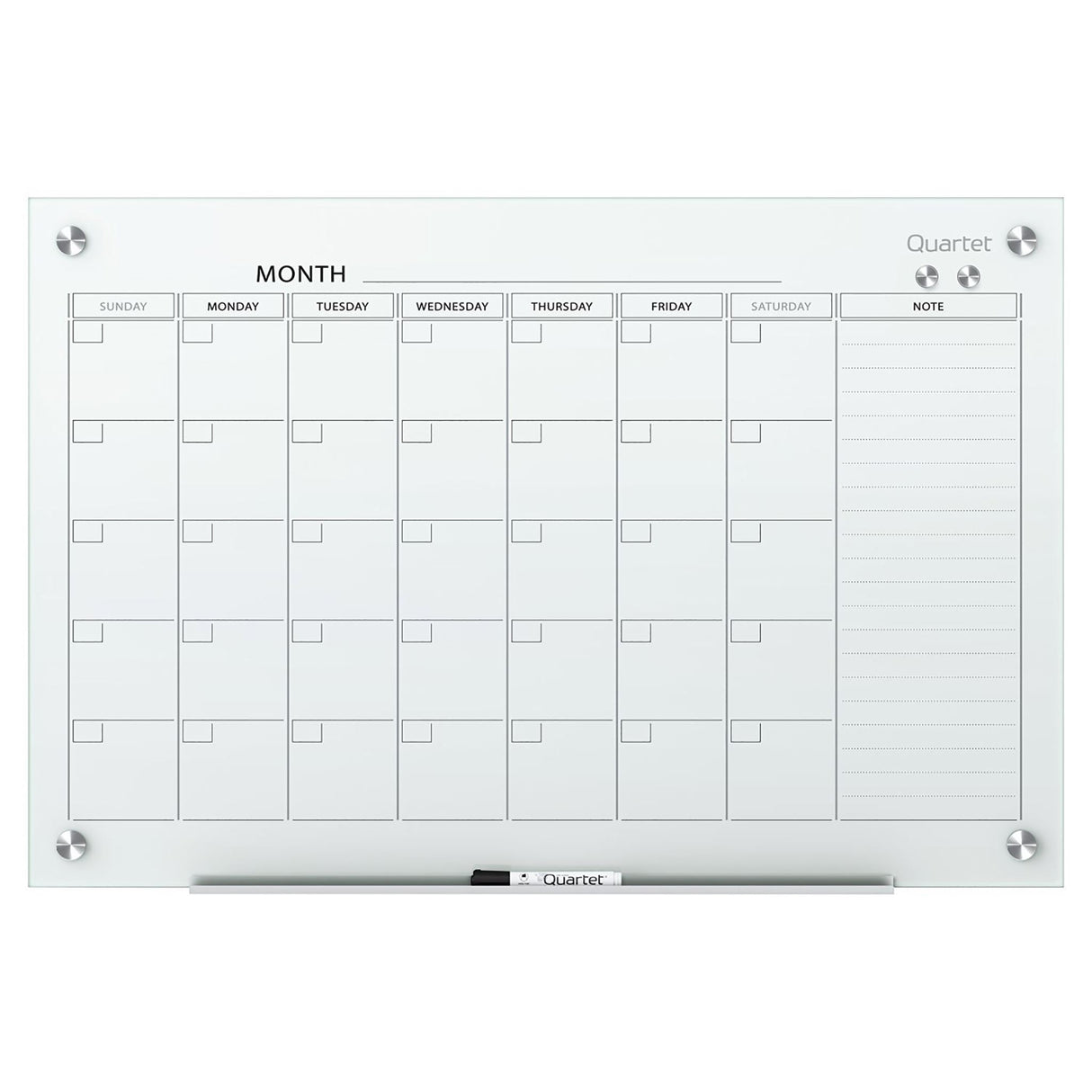 QUARTET INFINITY GLASS CALENDAR BOARD 900x600mm WHITE