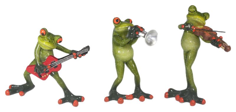 Ornament - Funky Frogs Musicians Polyresin (Set of 3)