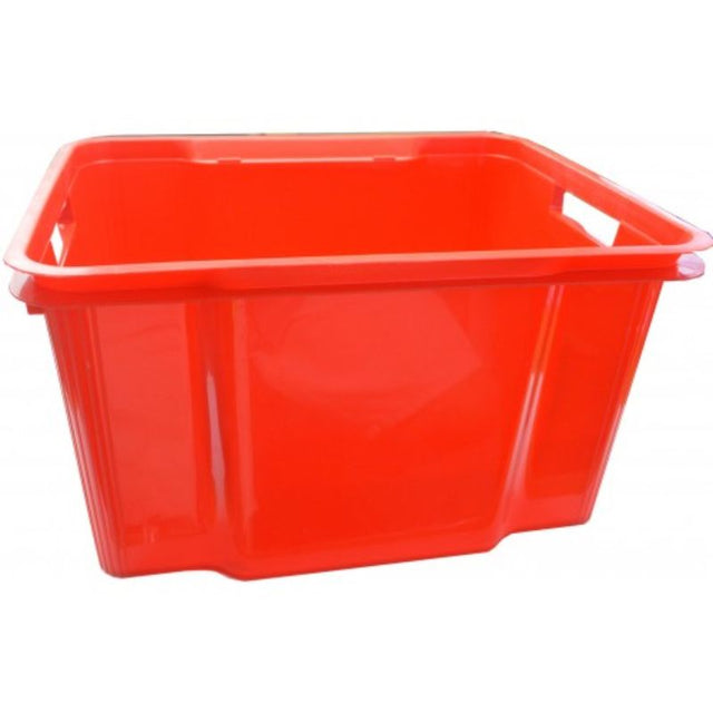 Vibrant red Plastic Gear/Hobby Box, 43x35x25cm, ideal for organizing toys, tools, and gear, weather-resistant for indoor/outdoor use.