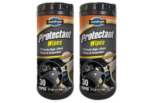 Auto Bright All Purpose Protectant Wipes in a pack of 30, ideal for cleaning and protecting car and household surfaces.
