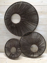 Round Wall Hanging Decor - Set of 3 (Brown)